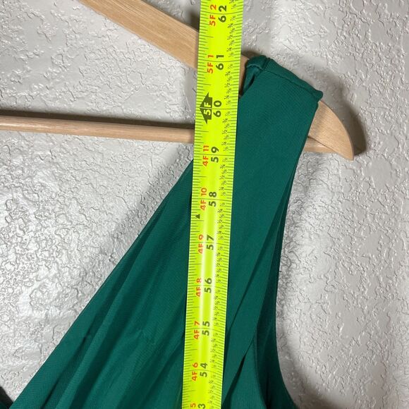 Dessy Chiffon Gown Plus Size 16 Hunter Green V Neck Sleeveless Maxi Dress Formal - Picture 13 of 13